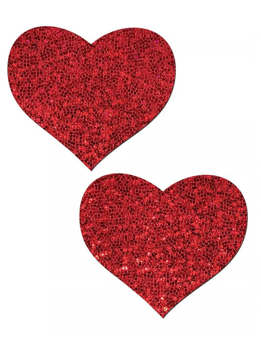 Red Glitter Hearts Nipple Pasties
