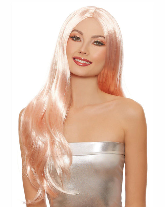 Long Straight Layered Rose Gold Wig