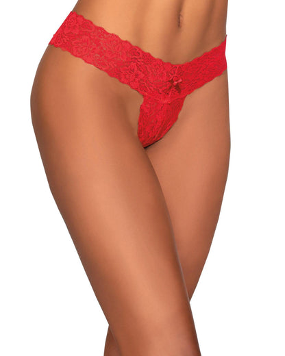 Stretch Lace Open Crotch Thong