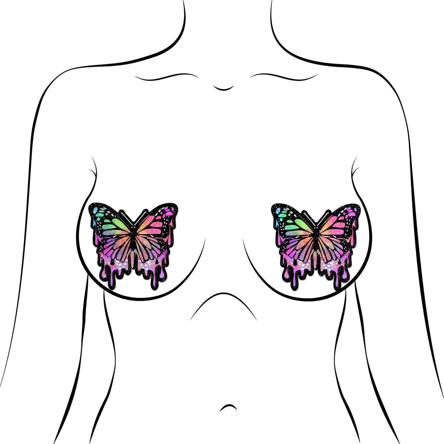 Butterfly Melt Trippy Glitter Rainbow Nipple Pasties